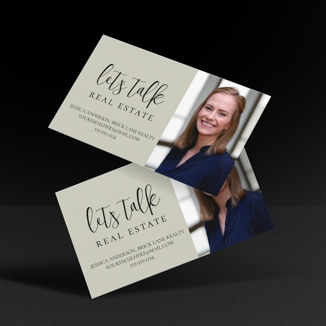 Professional Green Let's Talk Real Estate   Business Card (Creator Uploaded)
