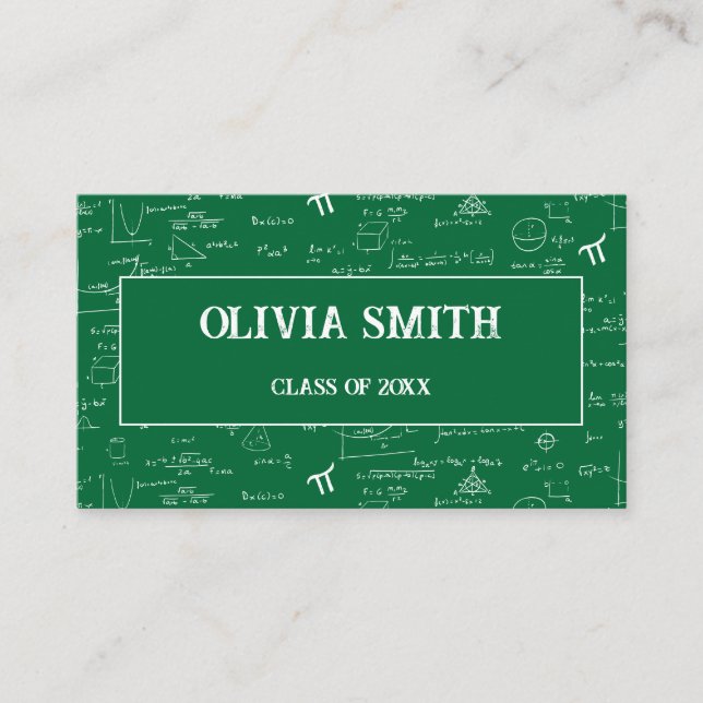 Professional Green Math Formulas Graduate  Business Card (Front)