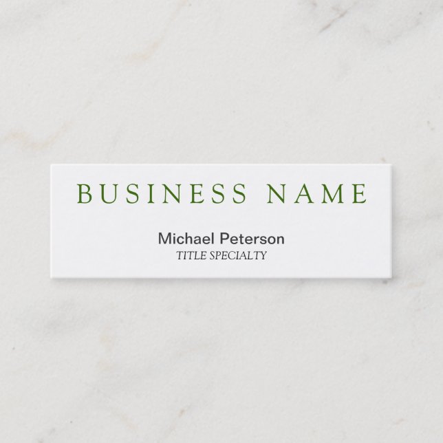 Professional Green White Skinny Business Card (Front)
