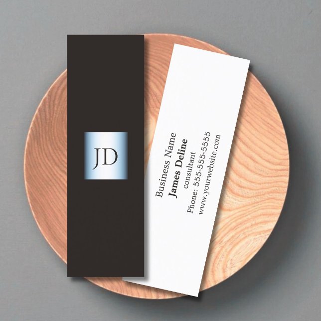Professional Grey Blue Monogram Business Card (Creator Uploaded)