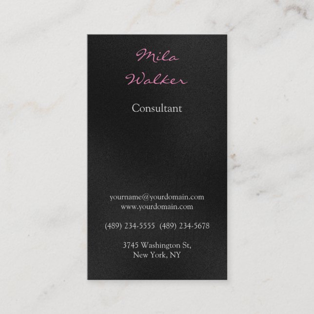 Professional Grey Colour Handwriting Plain Unique Business Card (Front)