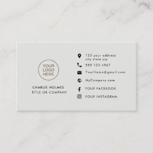 Professional Grey   Custom Icons Social Media Business Card