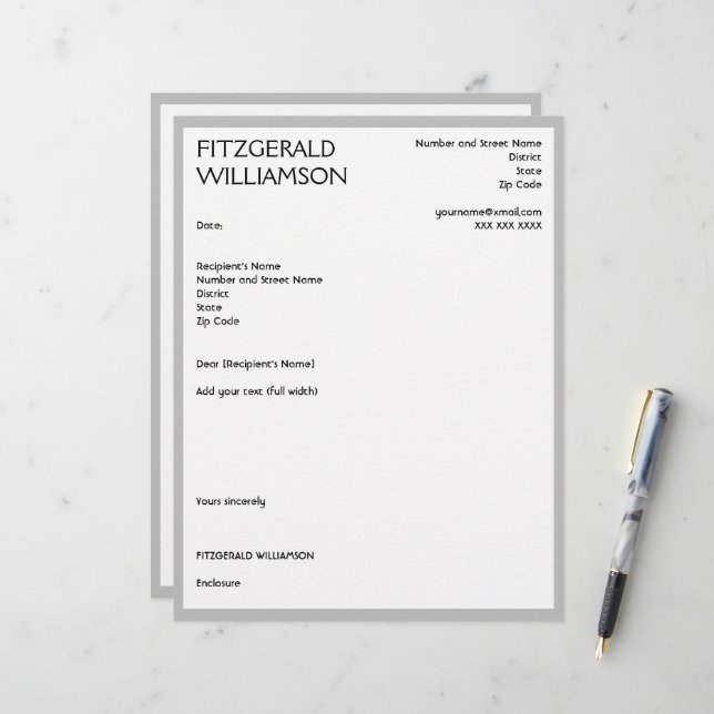 Professional Grey Custom Letterhead (Front/Back In Situ)