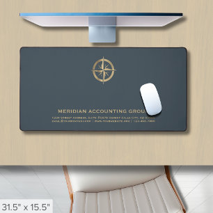 Professional Grey Gold Compass Logo Desk Mat