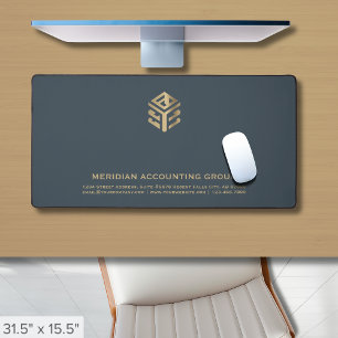 Professional Grey Gold Geometric Logo Desk Mat