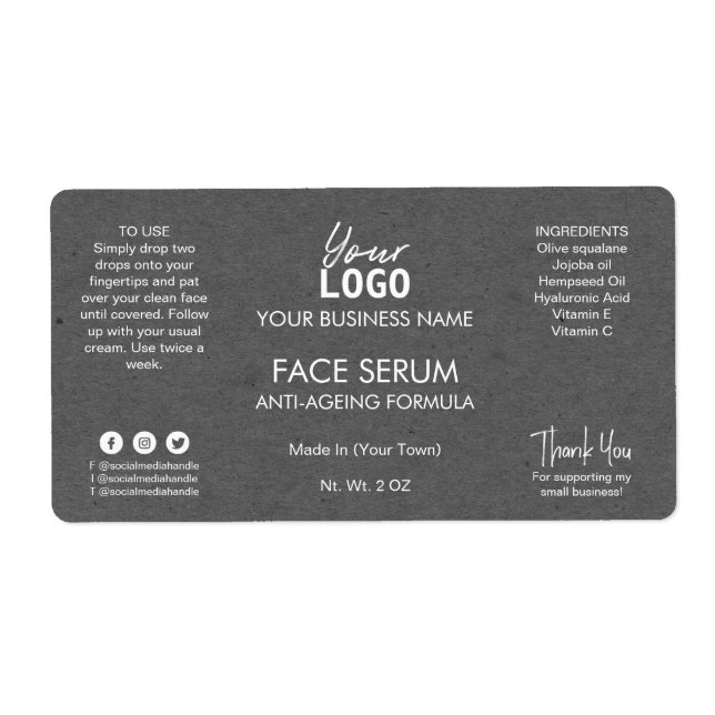 Professional Grey Kraft Effect Face Oil Serum (Front)
