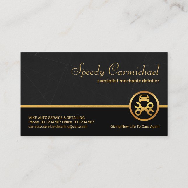 Professional Grey Marble Grunge Automobile Business Card (Front)