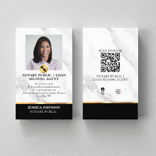 Professional Grey Marble Luxury Notary Public QR  Business Card