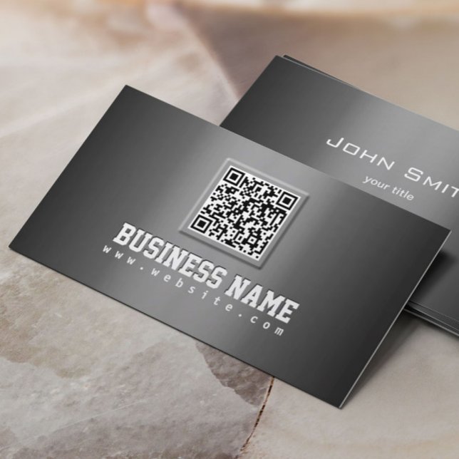 Professional Grey Metallic QR Code Business Card (Creator Uploaded)