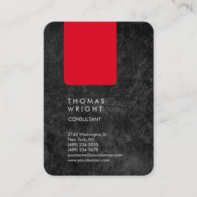 Professional Grey Red Modern Elegant Business Card (Front)