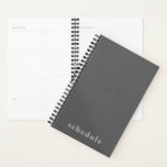 Professional Grey "Schedule" Planner<br><div class="desc">Professional business planner features a minimal design in a grey colour palette with white accents. Custom text presented in the lower quadrant, centred in stylish simple font. Shown with "schedule" on the front in modern typography, this personalised business planner is designed with custom text. You can customise by changing the...</div>