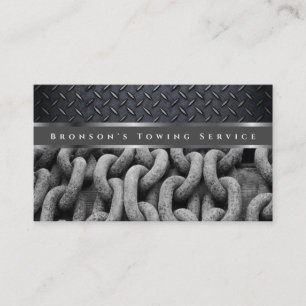 Professional Grey Steel Auto Towing Service Business Card