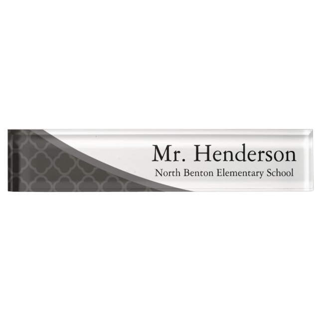 Professional Grey Teacher Nameplate (Front)