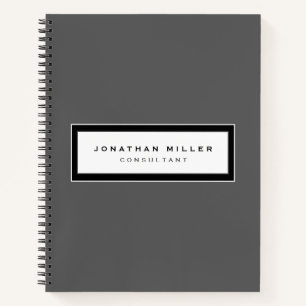 Professional Grey with Framed Name & Title Notebook