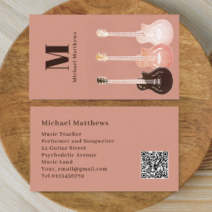 Professional Guitar Musician Custom QR Code Business Card