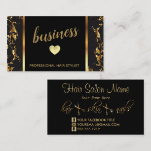 Professional Hair Stylist Specialist - Gold Marble Business Card