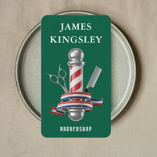 Professional Haircut Barber Pole Modern Barbershop Business Card