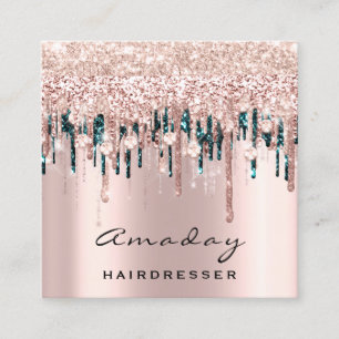 Professional Hairdresser Makeup Rose Diamond Square Business Card