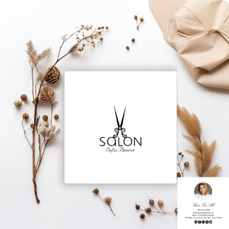 Professional Hairdresser Salon Photo Modern Simple Square Business Card