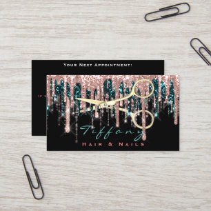 Professional Hairdresser Scissors Rose Black Gold Business Card