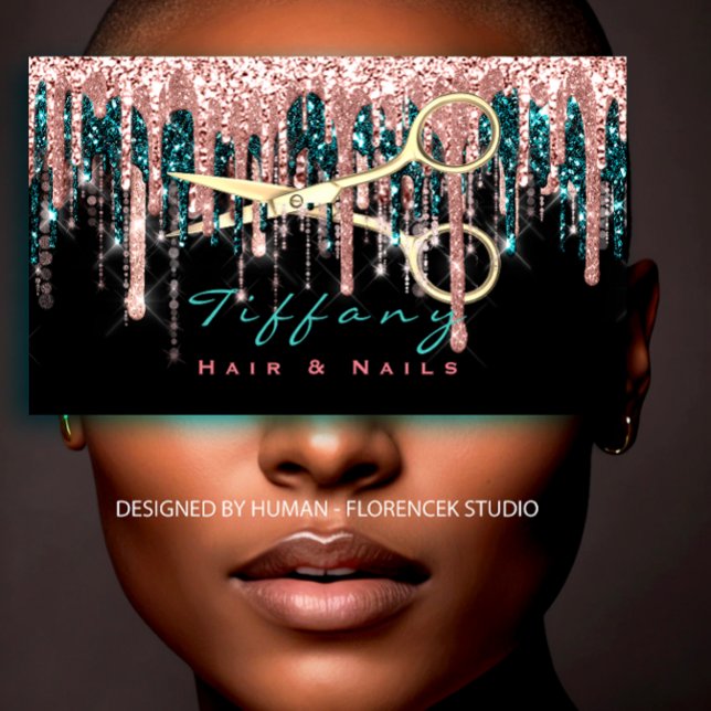 Professional Hairdresser Scissors Rose Black Gold  Business Card (Professional Hairdresser Scissors Rose Black Gold Business Card)