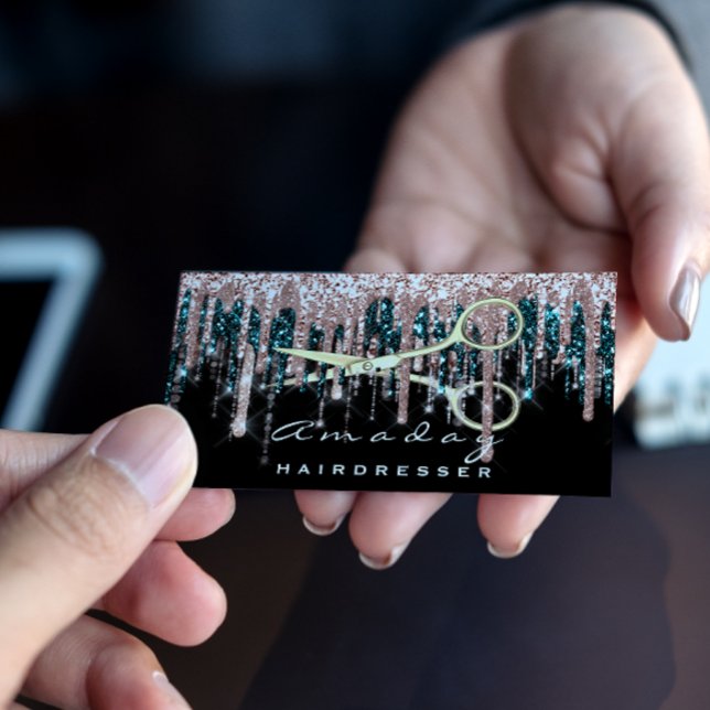 Professional Hairdresser Scissors Rose Black Gold Business Card (Professional Hairdresser Scissors Rose Black Gold Business Card)