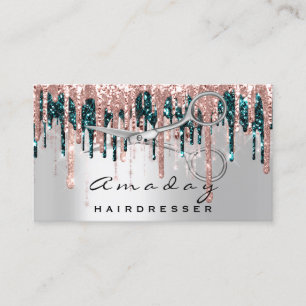 Professional Hairdresser Scissors Rose Drip Gray Business Card