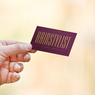 Professional Hairstylist Burgundy And Gold  Business Card