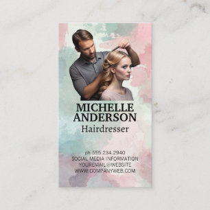 Professional Hairstylist Creating Updo Business Card