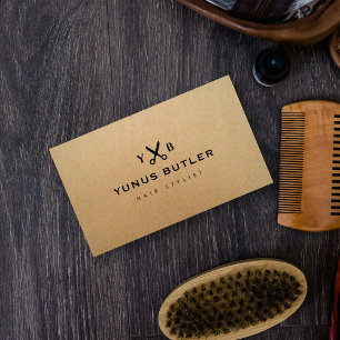 Professional Hairstylist Monogram Kraft  Business Card