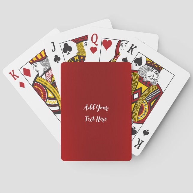 Professional handwriting add text modern red playing cards (Back)