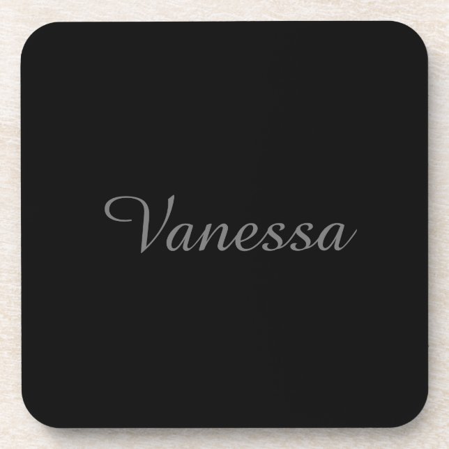 Professional handwriting name custom black coaster (Front)
