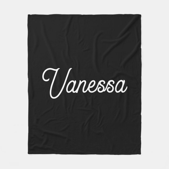 Professional handwriting name custom black fleece blanket (Front)