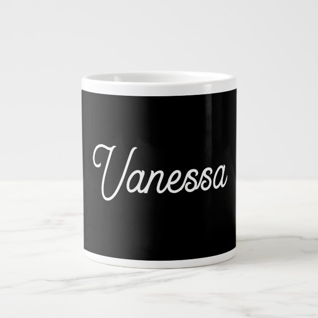 Professional handwriting name custom black large coffee mug (Front)