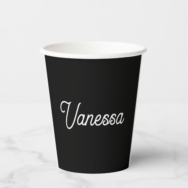 Professional handwriting name custom black paper cups (Front)