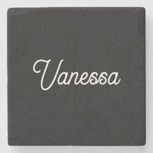 Professional handwriting name custom black stone coaster