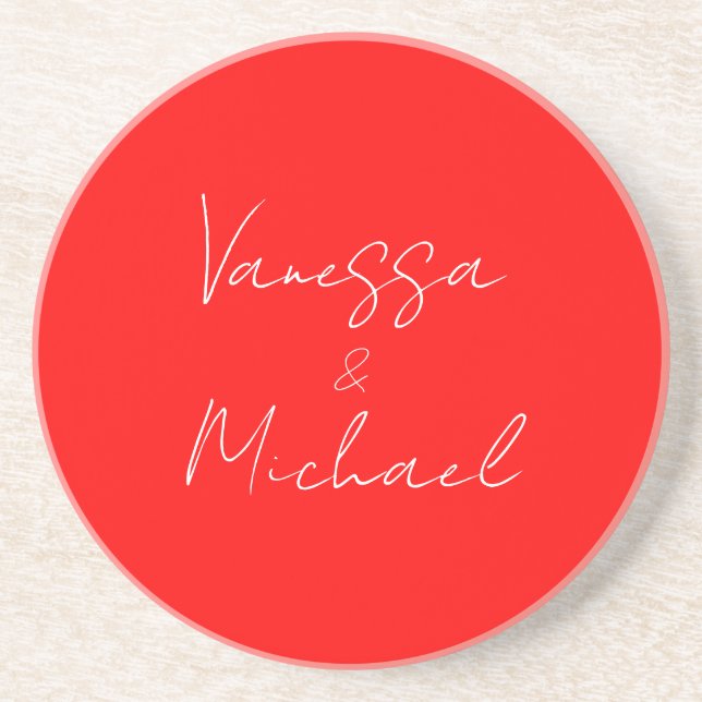 Professional handwriting name custom wedding coaster (Front)