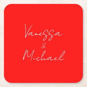 Professional handwriting name custom wedding square paper coaster