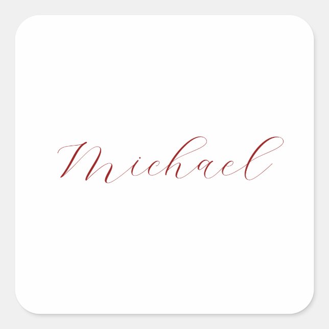 Professional handwriting name minimalist modern square sticker (Front)