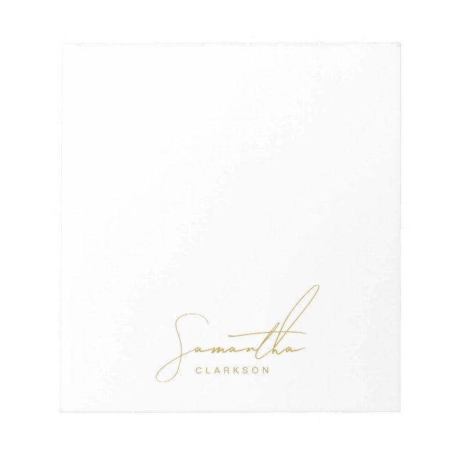 Professional Handwritten Gold Script Typography Notepad (Front)