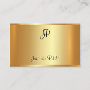 Professional Handwritten Monogram Glamourous Gold Business Card