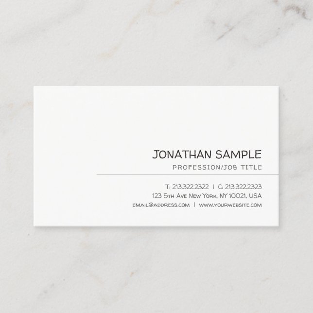Professional Handwritten Script Elegant Simple Top Business Card (Front)