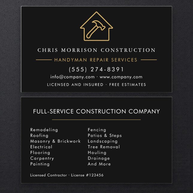 Professional Handyman & Builder Business Card (Creator Uploaded)