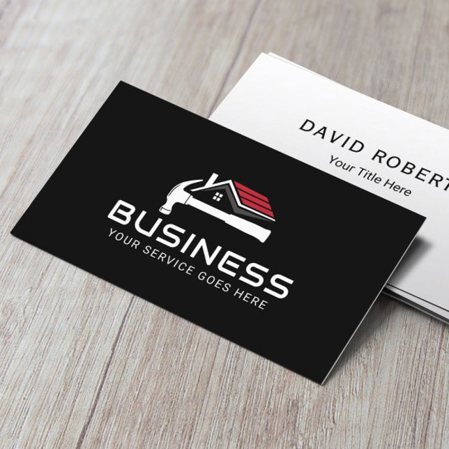 Professional Handyman House Repair Service Black Business Card (Creator Uploaded)