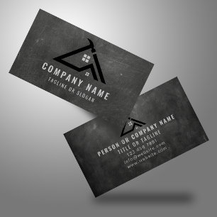 Professional Handyman Logo Monochrome Contractor Business Card