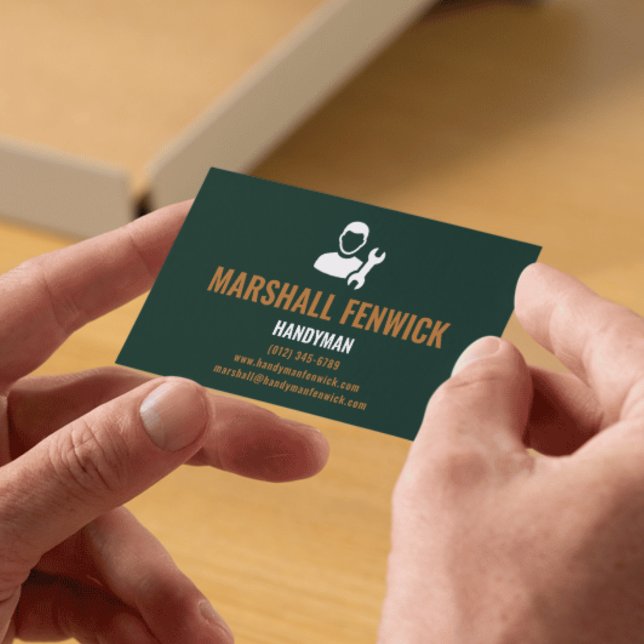 Professional Handyman Modern Forest Green & Gold Business Card (Creator Uploaded)