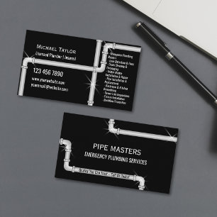 Professional Handyman Plumber Tools Silver Pipes Business Card