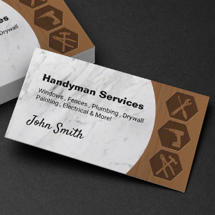 Professional Handyman Remodeling Repair Marble Business Card