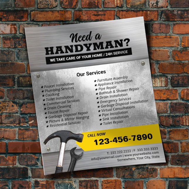 Professional Handyman & Repair Service Faux Metal Flyer (Creator Uploaded)
