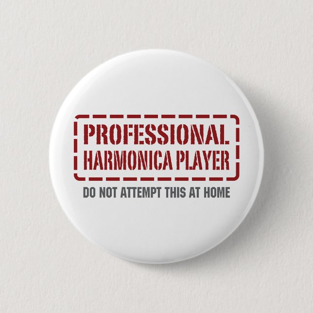 Professional Harmonica Player 6 Cm Round Badge (Front)
